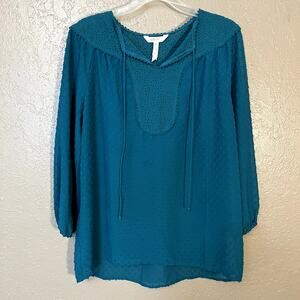 Matilda Jane teal peasant top blouse small